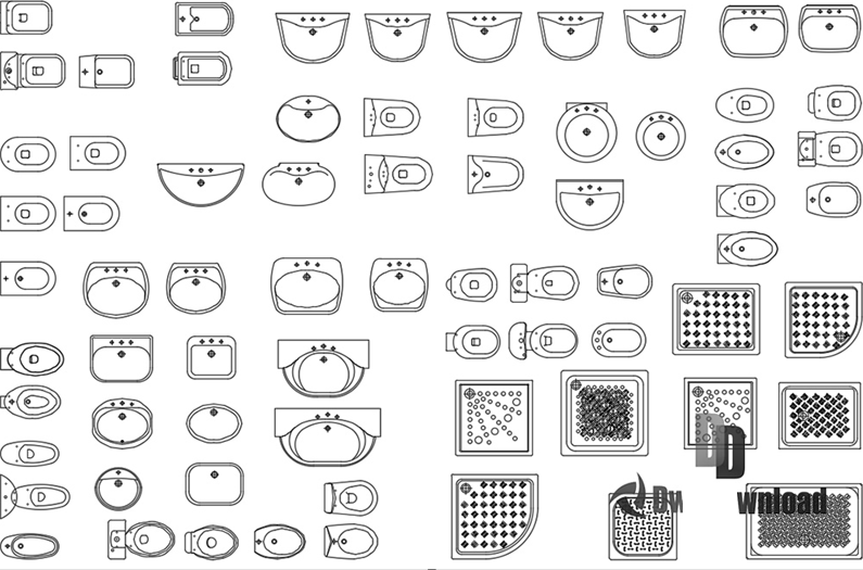 دانلود بلوک اتوکد تجهیزات بهداشتی استاندارد DWG | Standart Sanitary Equipment CAD Blocks DWG Download